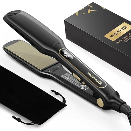 Wavytalk Titanium Hair Straightener - Professional Dual Voltage Flat Iron for Silky Smooth Hair