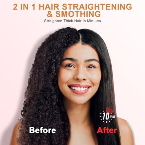 Nimmu Pink Ceramic Straightener Brush 5 Temp Home Salon Flat Iron