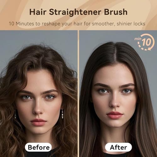 2 in 1 Steam Hair Straightener Brush, Ionic Heat, Essental Oils, Fast Heat-Up, Portable, 20Min Auto Off