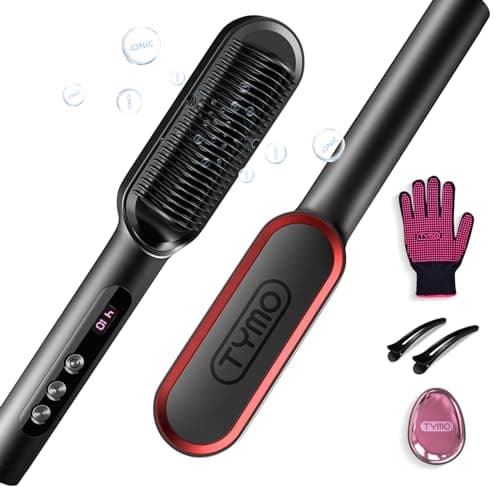 TYMO Ring Plus Ionic Hair Straightener Brush, Gold Blush