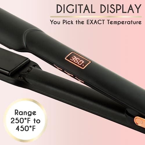 ELLA BELLA Ceramic Flat Iron | Professional Straightening Iron with Digital Temp Control | Good Housekeeping Picker