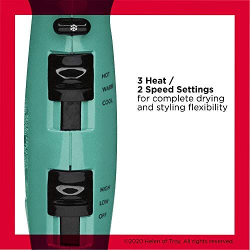 Revlon Volume Booster Hair Dryer with Ionic Tech | 1875W Lift & Body Blow Dryer with Diffuser (Green)