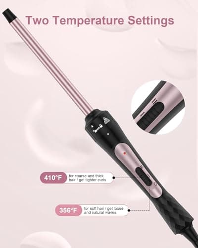 Karrong 3/8 Inch Ceramic Curling Wand, Instant Heat, 2 Temp Settings, Heat Glove Included