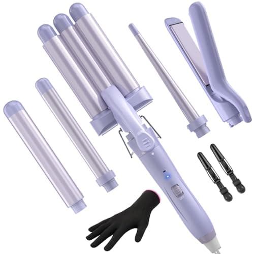 5-in-1 Curling Iron Set with Thermal Brush & 3 Barrel Irons (0.35" - 1.25")