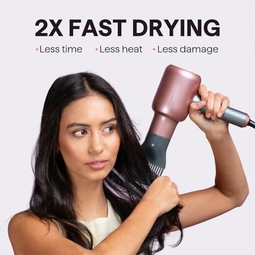 Wavytalk Ionic Hair Dryer, Fast & Quiet Drying with Ceramic Tech, 3 Attachments, Rose Gold