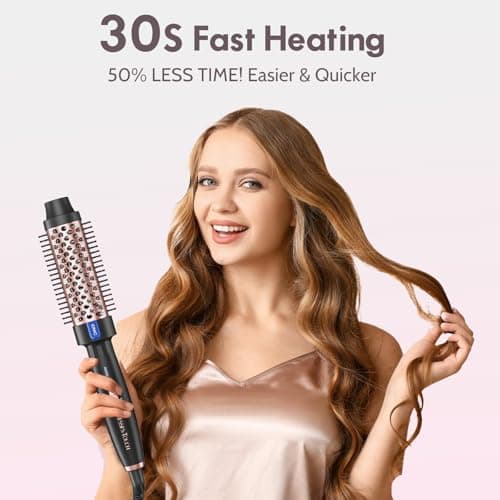 Rose Gold Thermal Round Curling Iron 1.5", 2 Settings, Tourmaline Ceramic, Negative Ion Technology