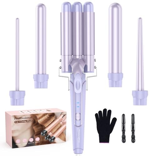 BESTOPE Pro 5-in-1 Curling Iron Set with Thermal Brush & 4 Ceramic Coils
