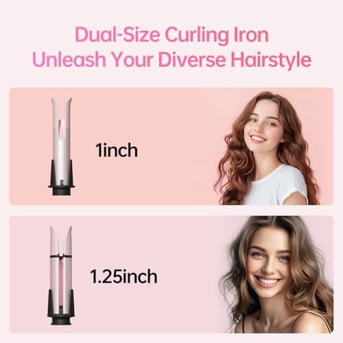2in1 Automatic Curling Iron Set for Effortless 1 Inch & 1.25 Inch Curls