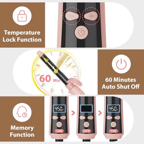 MiroPure Self-Rotating 1 Inch Ionic Curling Iron for Waves and Curls