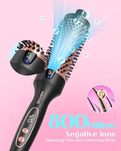 WavyTalk 1.5" Heated Round Brush for Smooth Blowout, 5 Temp Settings, Dual Voltage
