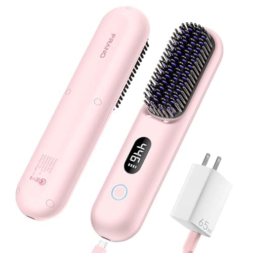 Portable Ionic Hot Comb with 9 Temp Settings, Rechargeable Straightening Brush, Gifts for Women
