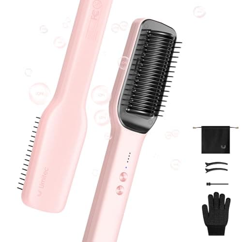 Women's Hair Straightener Brush with Negative Ion, 5 Temp Settings & Fast Heating