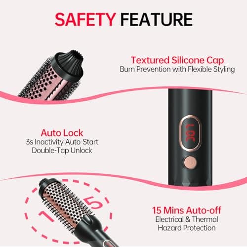 Negative Ion 1.5 Inch Heated Curling Brush, 10 Temps Anti-Scald Bristles