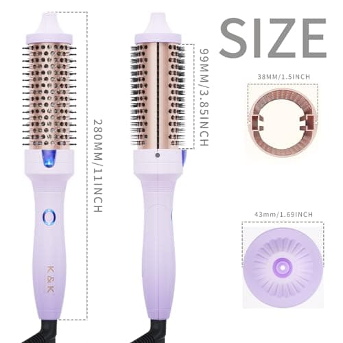 K&K Thermal 1.5 Inch Ionic Heated Round Brush for Shine and Smoothness