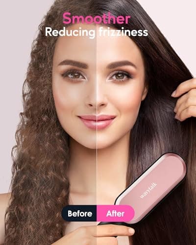 Wavytalk Sleek Ionic Straightening Brush, 6 Temp Settings, Anti-Scald Ceramic, Fast Heating, Rose Gold