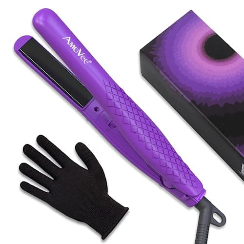 Black Mini Flat Iron, 0.7 Inch Ceramic Straightener for Short Hair, Dual Voltage