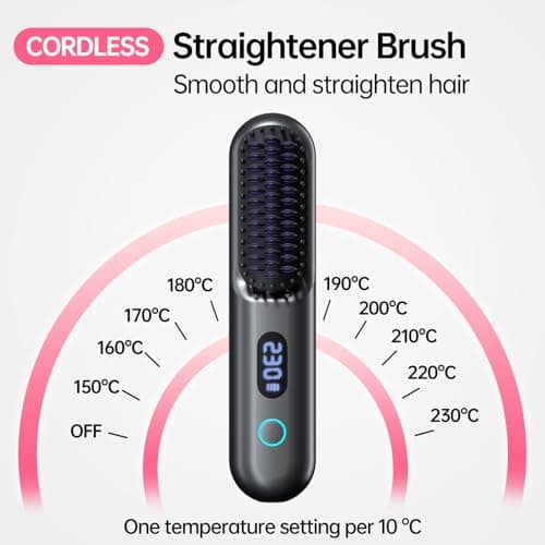 Portable 9600mAh Cordless Hair Straightener Brush