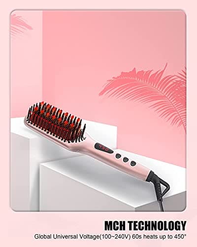 2025 MEGAWISE Ceramic Anti-Scald Dual Voltage Hair Straightener (Pink)