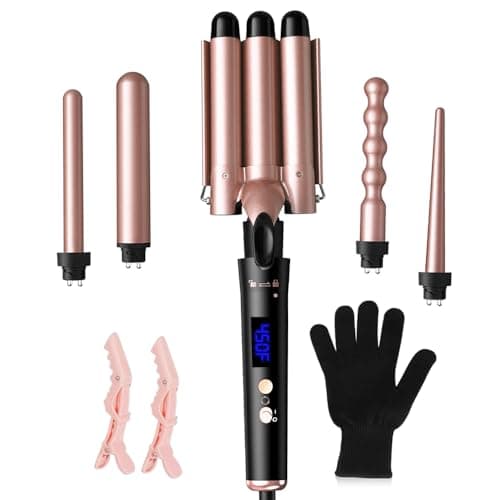 5-in-1 Curling Iron Set with 3 Barrel Wand & 4 Ceramic Wandotions