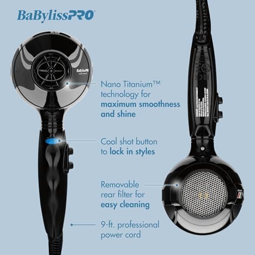 BaBylissPRO Nano Titanium 2000W Italian Hair Dryer