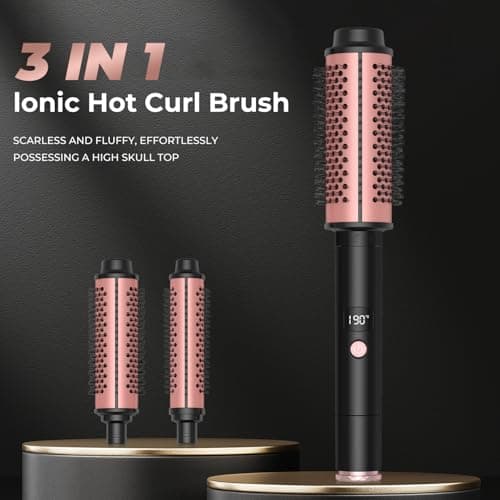 3-in-1 Thermal Curling Brush with Negative Ion & Interchangeable Heads