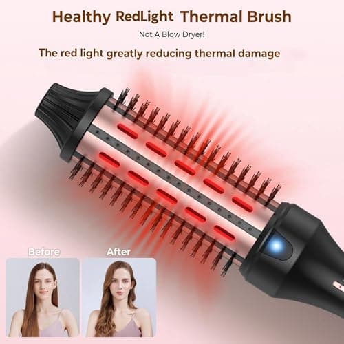 Thermal Brush for Women: 1.5" Red Light Heated Curling & Straightening