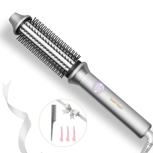 1.26 Inch Heated Round Brush Curling Iron, 10 Temp Settings, Fast Heat, Anti-Frizz Hair Styler