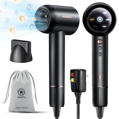 Ionic High-Speed Hair Dryer with 110,000 RPM Motor - LED Display, Thermo-Control, Travel & Professional