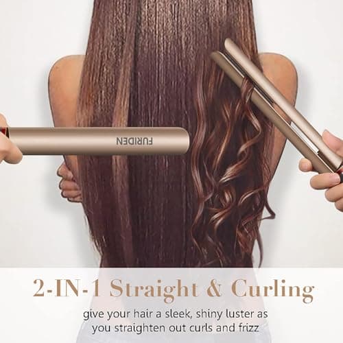 FURIDEN Salon-Quality Hair Straightener & Curler 2-in-1 Flat Iron | Fast Results, Long Lasting