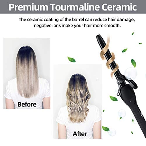 5-in-1 Ohuhu Curling Iron Wand Set LCD Temp. Display Black