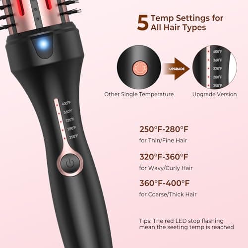 Thermal Brush for Women: 1.5" Red Light Heated Curling & Straightening