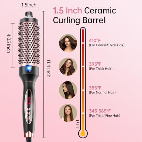 Betahouse 1.5 Inch Lonic Heated Curling Iron for Volumized Blowout, 5 Heat Settings