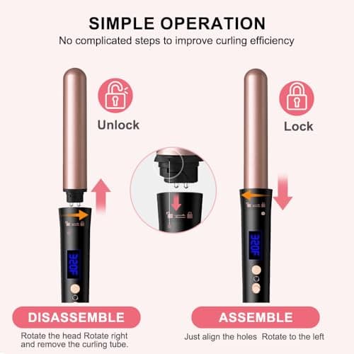 5-in-1 Curling Iron Set with 3 Barrel Wand & 4 Ceramic Wandotions