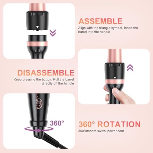 Sixriver 5-in-1 Curling Wand Set, Fast Heating & Long Lasting Curls