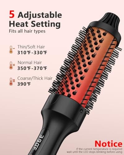WEEYUM 1.5 Inch Ceramic Tourmaline Heated Brush, Rose Gold, Dual Voltage