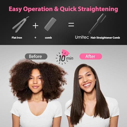 Women's Hair Straightener Brush with Negative Ion, 5 Temp Settings & Fast Heating