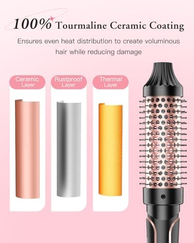 BESTOPE Pro 5-in-1 Curling Iron Set with Thermal Brush & 4 Ceramic Coils