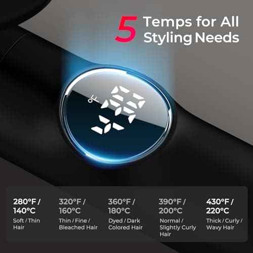 TYMO 3-in-1 Ceramic Curling Iron - Fast Heating, 5 Temps, Dual Voltage for Shiny Curls