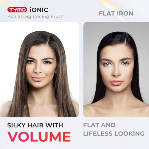 TYMO Ionic Hair Straightener Brush - Frizz-Free Styles, 16 Temp Settings, LCD Display