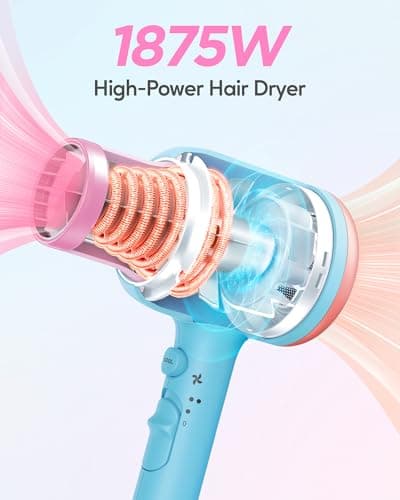 Small Hair Dryer with Diffuser and Curling Wands for Short & Long Hair