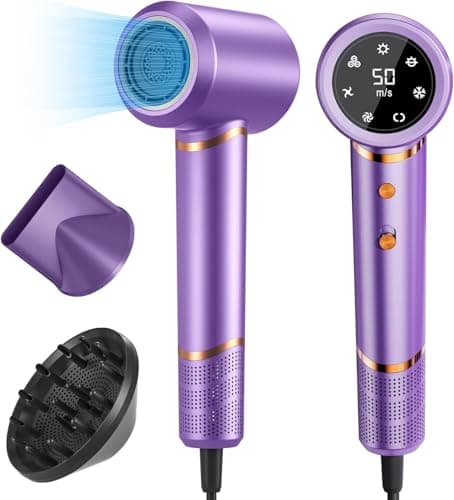 High-Speed Brushless 110000 RPM Negative Ionic Hair Dryer - Fast, Quiet, 3 Heat Speeds, Cold Air, Green