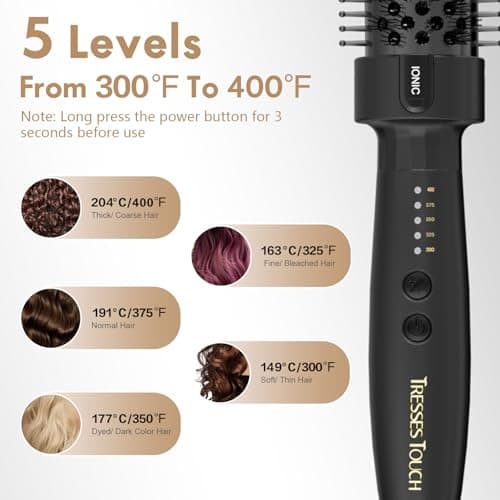 Thermal Curling Brush 1.5 Inch, 5 Temp Settings, Black