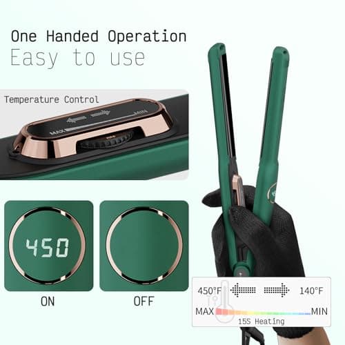 Mini Ionic Tourmaline Ceramic 0.5 inch Swivel Hair Straightener (Green)