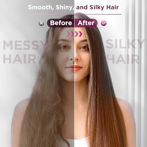 30s Fast Heating Ionic Hair Straightener Brush - Anti-Frizz, Anti-Scald, Auto Temp Lock
