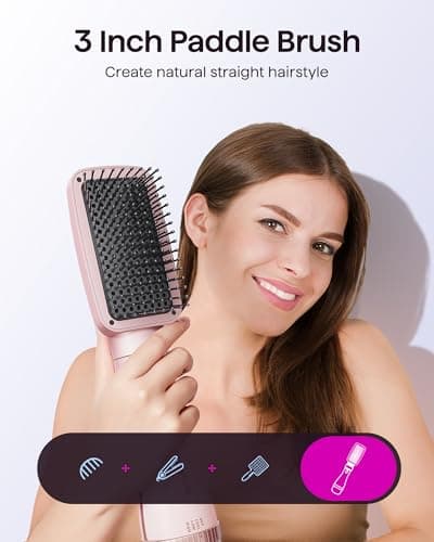 Wavytalk 5-in-1 Hair Dryer Brush Kit - Fast Drying & Styling Tools for Quick Blowouts, Pink