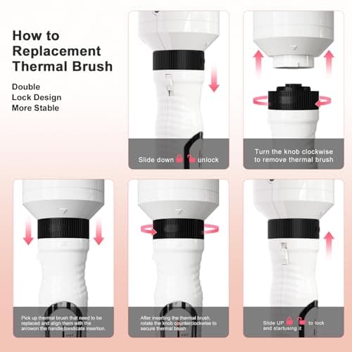 K&K 3-in-1 Thermal Brush Set: Ceramic Hot Brush & Curling Wand for All Hair Types