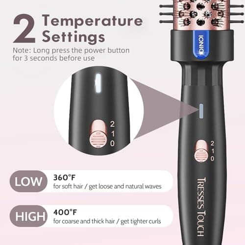 Rose Gold Thermal Round Curling Iron 1.5", 2 Settings, Tourmaline Ceramic, Negative Ion Technology