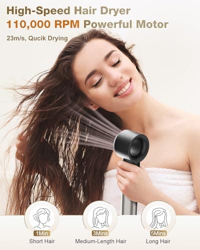 7MAGIC Ionic Hair Dryer & Styler, Silver, 1200 Watts