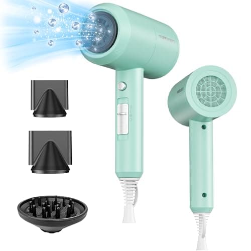 SHRATE Lightweight Ionic 1800W Hair Dryer with Diffuser - Fast & Quiet for Travel & Styling