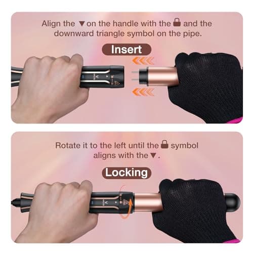 5-in-1 Instant Heat Curling Iron Set with Brush & Gloves